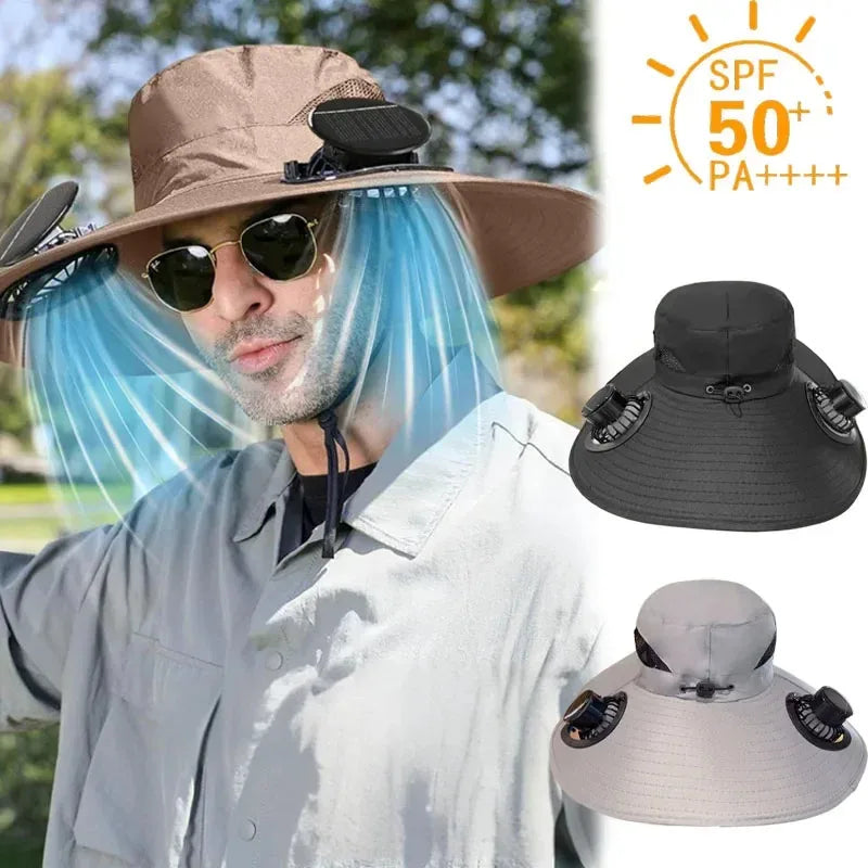 Stay Cool and Protected This Summer with Our Versatile Outdoor Sun Hat Featuring Dual Fans and UV Defense