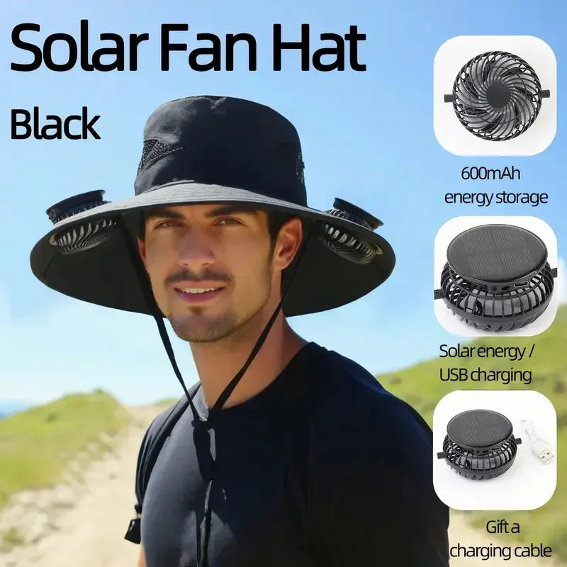 Stay Cool and Protected This Summer with Our Versatile Outdoor Sun Hat Featuring Dual Fans and UV Defense