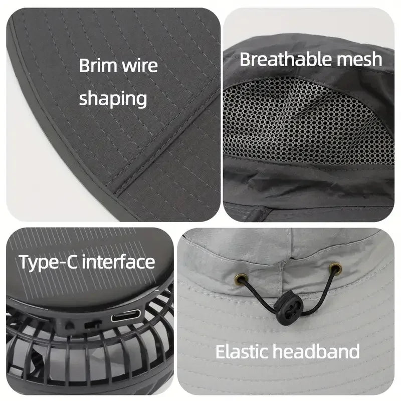 Stay Cool and Protected This Summer with Our Versatile Outdoor Sun Hat Featuring Dual Fans and UV Defense