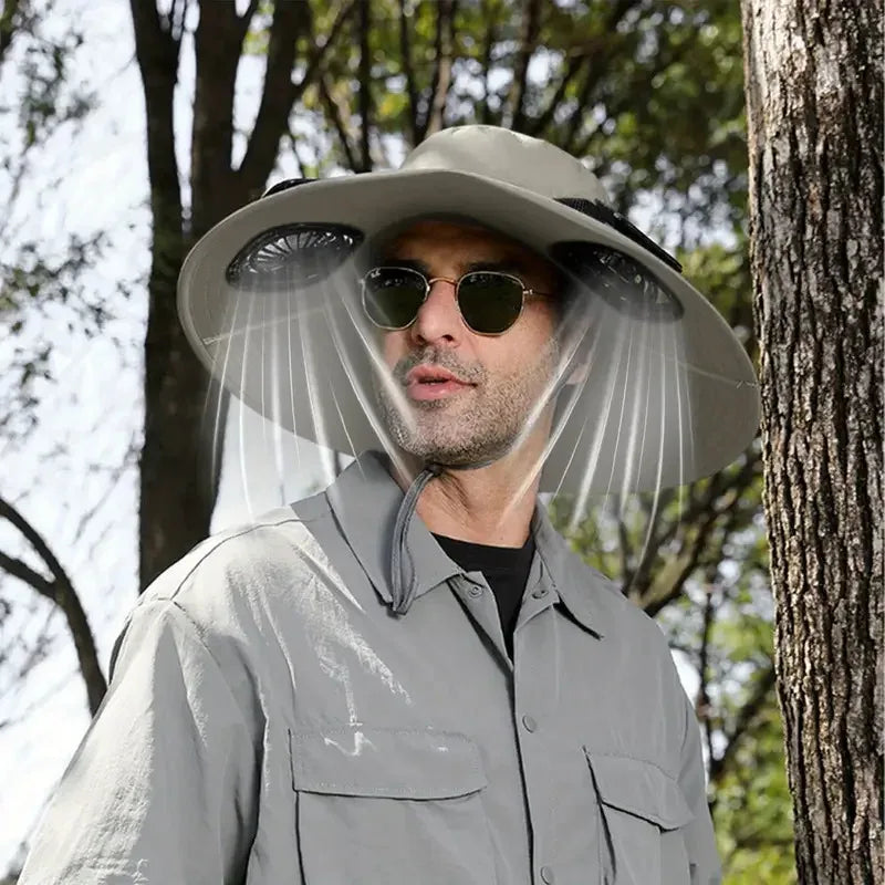 Stay Cool and Protected This Summer with Our Versatile Outdoor Sun Hat Featuring Dual Fans and UV Defense